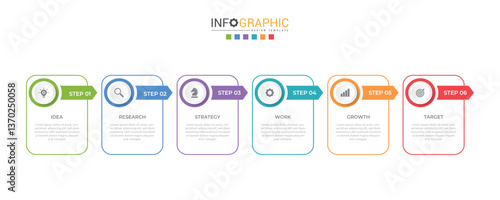 Business template infographic vector element with 6 step concept suitable for web presentation and business information