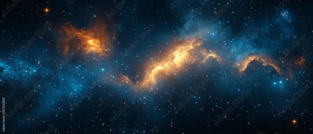 Fototapeta premium Cosmic background with bright galaxies and stars, perfect for science articles, sci-fi projects and space-themed design.