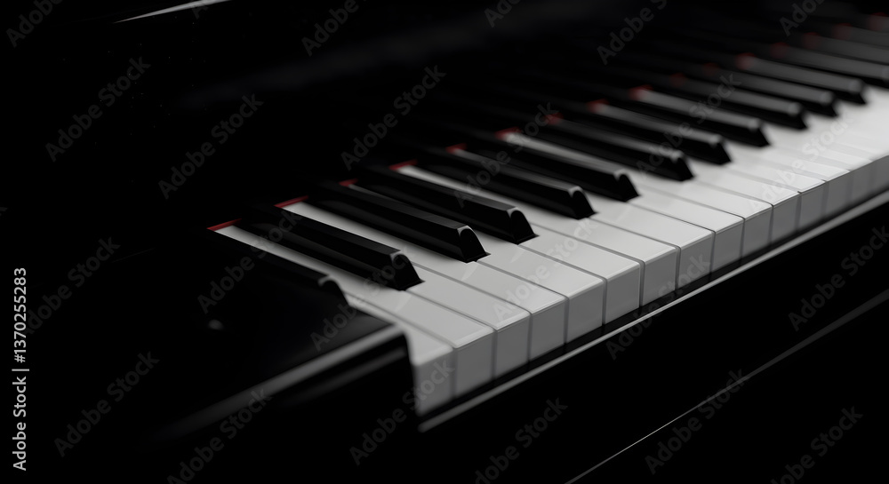Fototapeta premium Elegant close-up shot of a glossy piano keyboard with a sophisticated feel