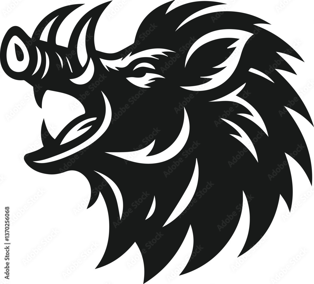 Obraz premium Wild boar animal silhouette vector