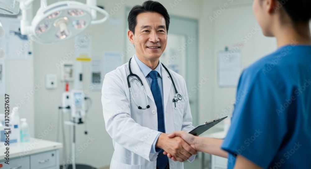 Doctor and Nurse Handshake in Hospital Doctor and Nurse Handshake in Hospital