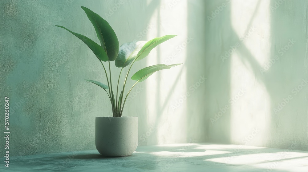 Serene Indoor Plant in Modern Pot with Soft Natural Light Effects Serene Indoor Plant in Modern Pot with Soft Natural Light Effects