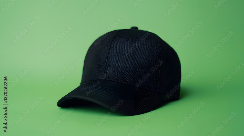 Fototapeta premium Black baseball cap mockup on background. 