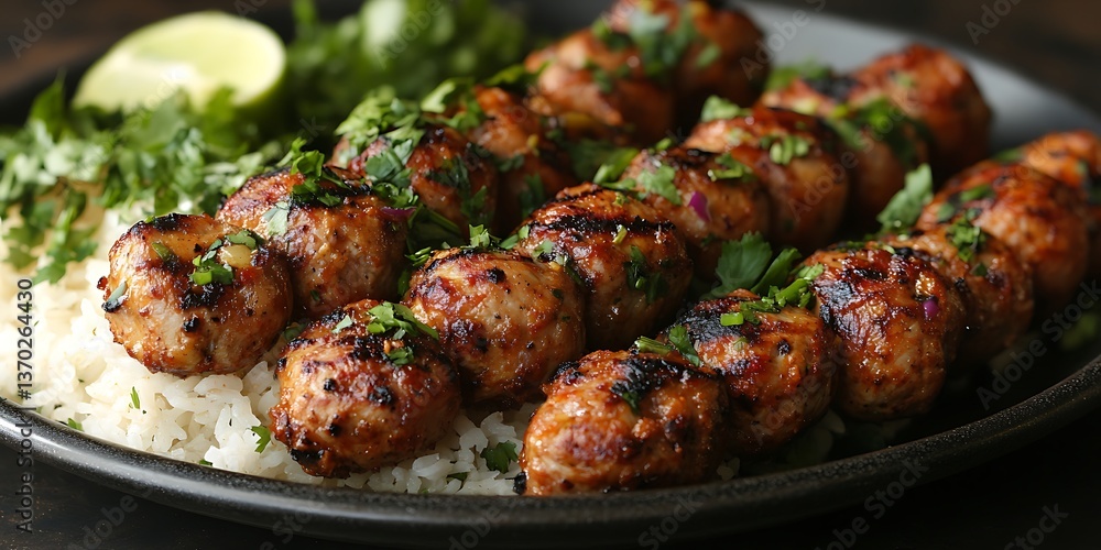 Grilled Chicken Kebabs with Rice Grilled Chicken Kebabs with Rice