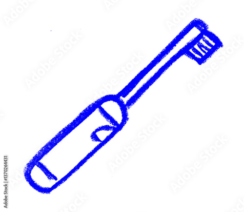 Electric Toothbrush Stomatology Related Icon Crayon Chalk Drawing Vector