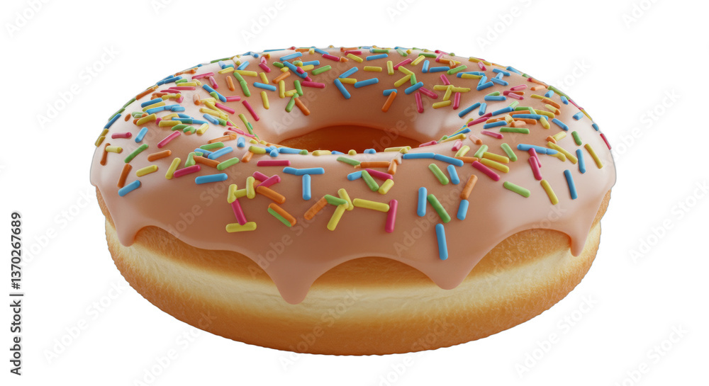 Delicious donut with sprinkles isolated against a clean white background Delicious donut with sprinkles isolated against a clean white background