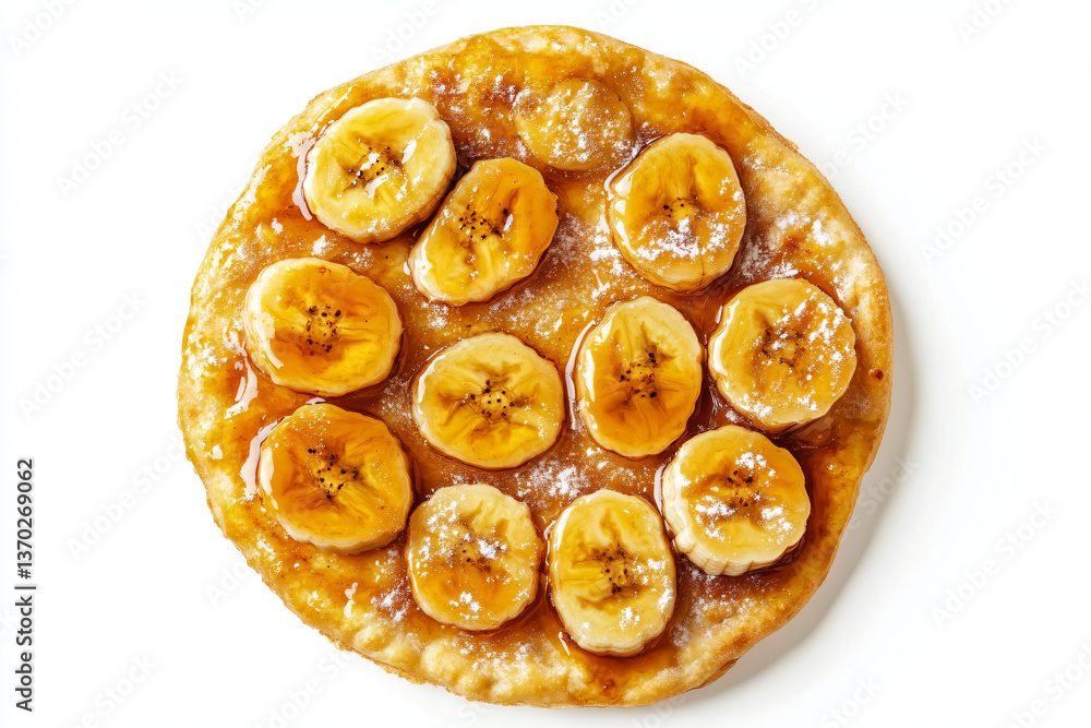 a banana and honey pizza on a white surface a banana and honey pizza on a white surface