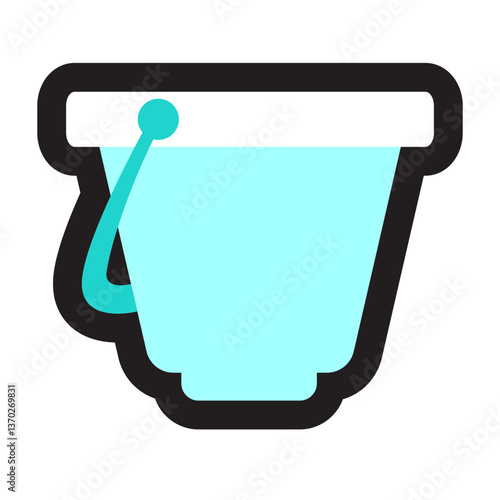 Black line icon set cut pail
