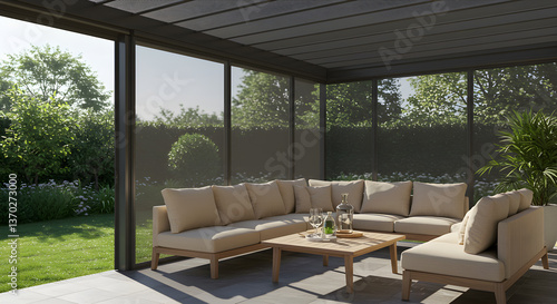 Modern outdoor living with retractable insect screens for patio privacy solution