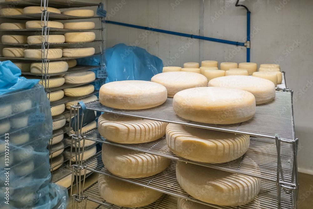 Process of cheesemaking in the Pyrenees Mountains