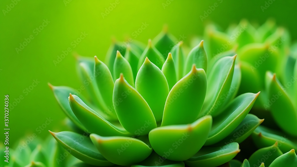Close-Up of Succulent Buds in Bloom – Vibrant Green Macro Photography Close-Up of Succulent Buds in Bloom – Vibrant Green Macro Photography