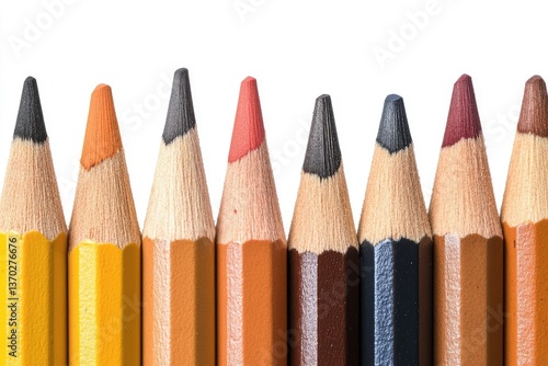 Wallpaper Mural Close Up of Various Colored Pencils Arranged in a Row on White Torontodigital.ca