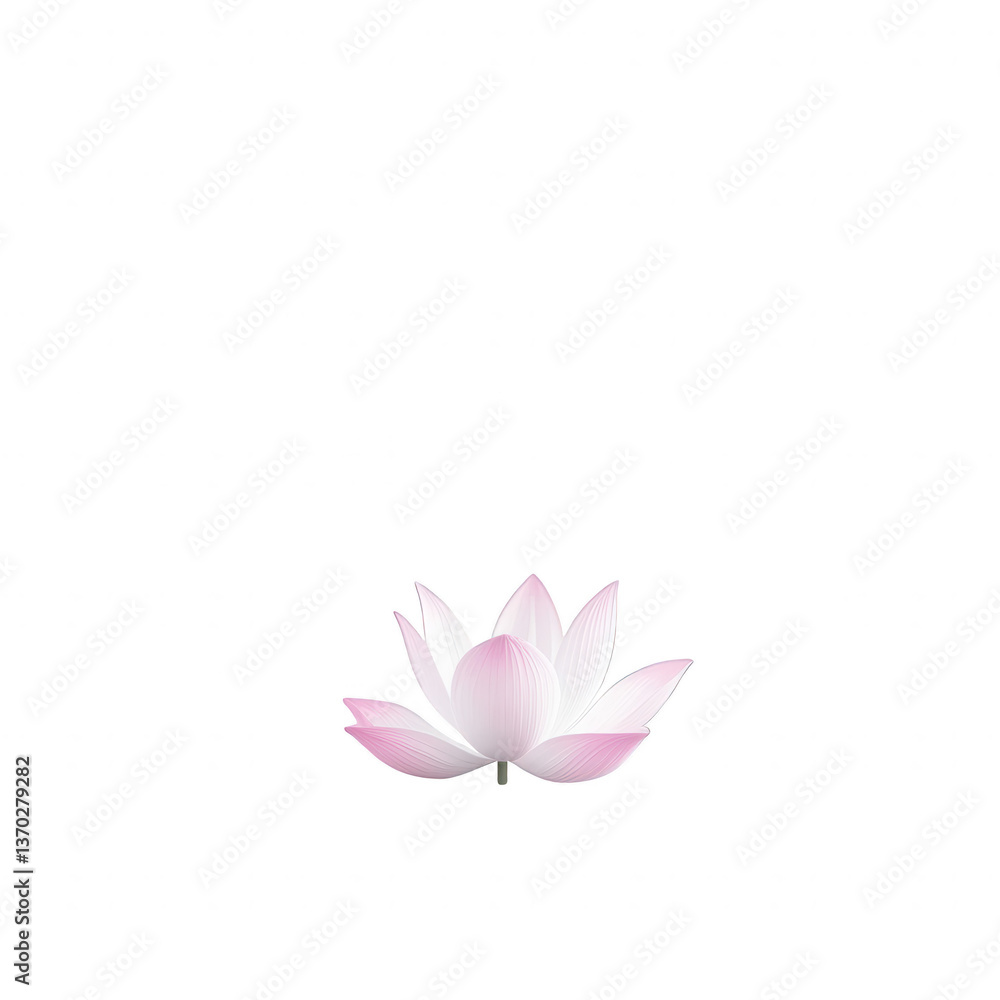 Obraz premium A beautiful pink lotus flower with delicate petals, isolated on a white background, symbolizing purity and tranquility.