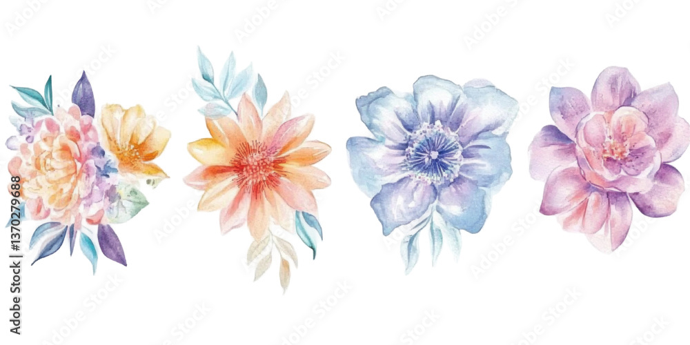 Watercolor Art Set on transparent background Watercolor Art Set on transparent background