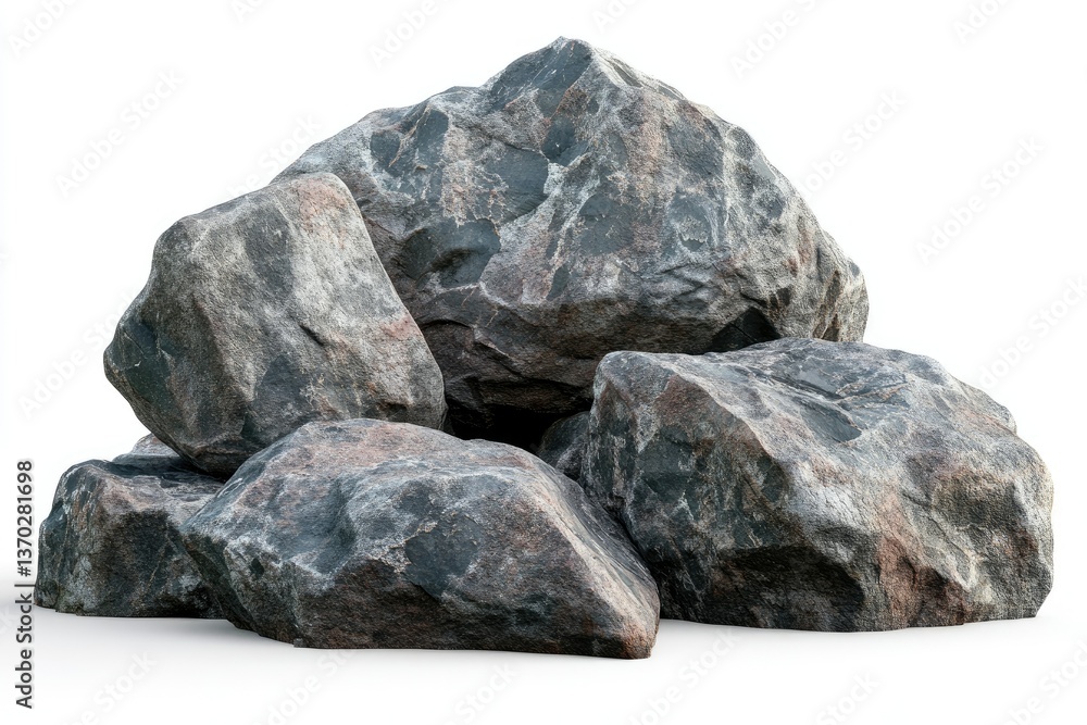 Pile of Gray Rocks Isolated on White Background Stone Arrangement Pile of Gray Rocks Isolated on White Background Stone Arrangement