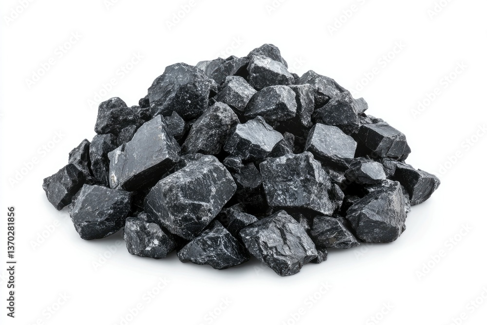 Pile of Black Rocks on White Background Close Up Studio Shot Pile of Black Rocks on White Background Close Up Studio Shot