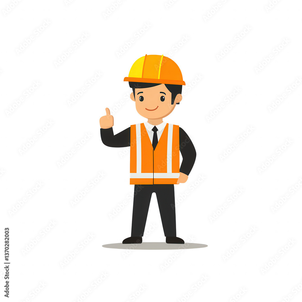 A cheerful worker in an orange safety vest and helmet giving a thumbs-up gesture, symbolizing a positive work environment and safety in construction. A cheerful worker in an orange safety vest and helmet giving a thumbs-up gesture, symbolizing a positive work environment and safety in construction.