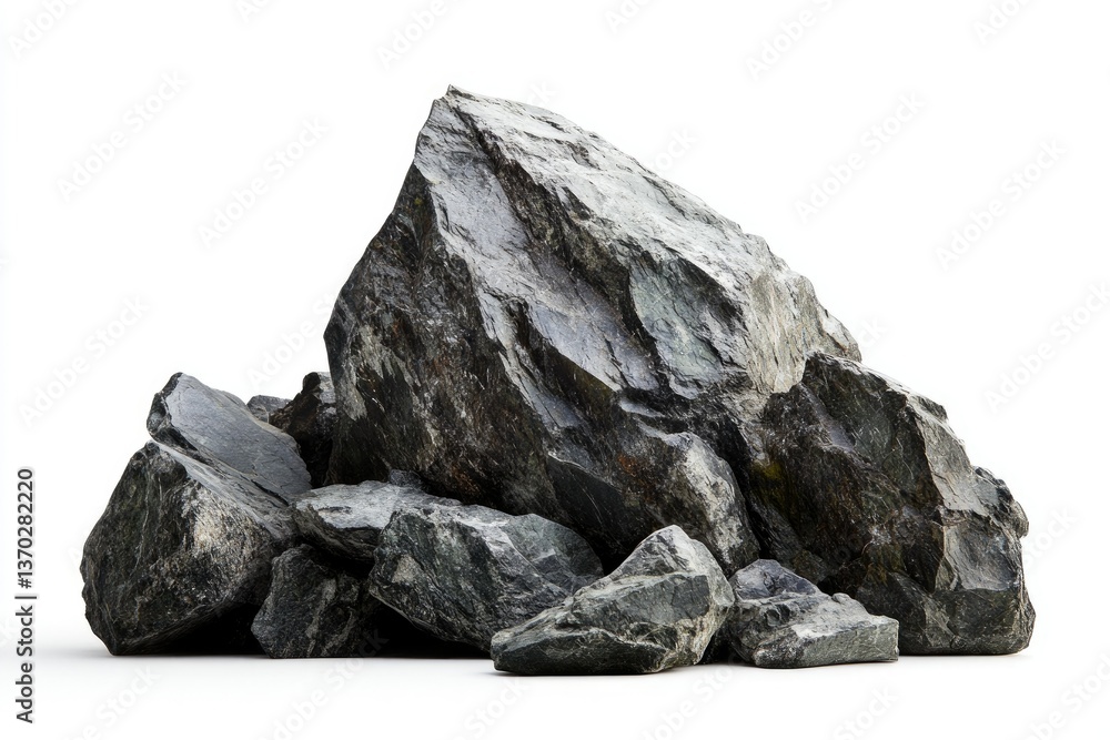 Large Rock Formation Isolated on White Background for Landscape Design Large Rock Formation Isolated on White Background for Landscape Design