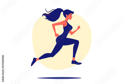 Athletic woman in motion, vibrant vector graphic for sports