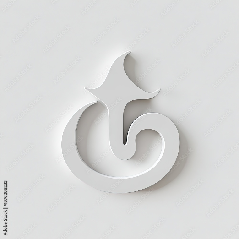 Naklejka premium Minimalist pure white om symbol art isolated design modern minimalism digital artwork flat style