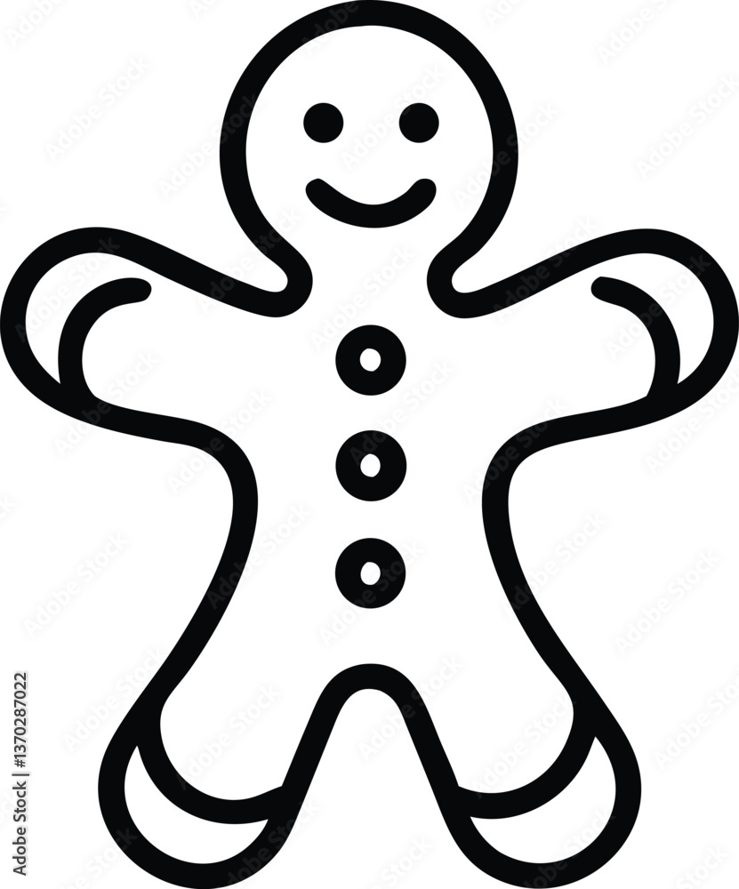 Gingerbread Man Line Art Vector Icon Gingerbread Man Line Art Vector Icon