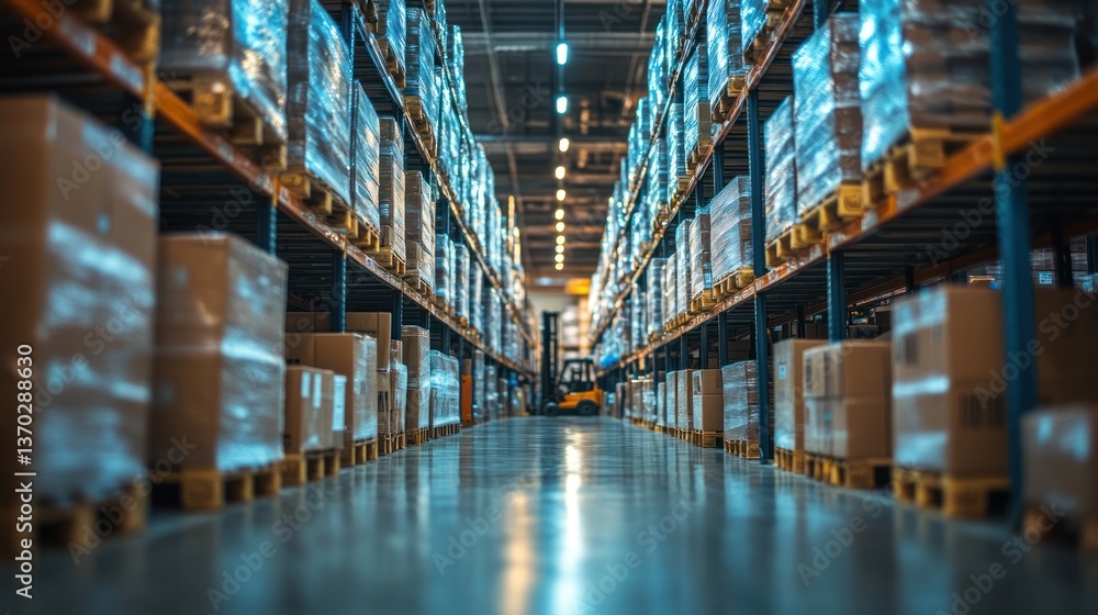 Warehouse Interior: Rows of Pallets, Logistics, and Efficient Storage Warehouse Interior: Rows of Pallets, Logistics, and Efficient Storage