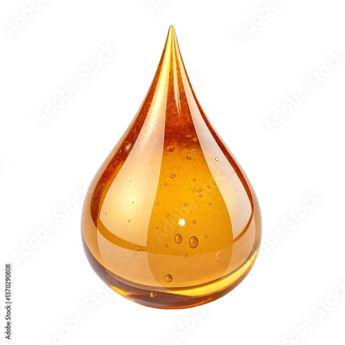 Honey, serum or cooking oil drop isolated on transparent background