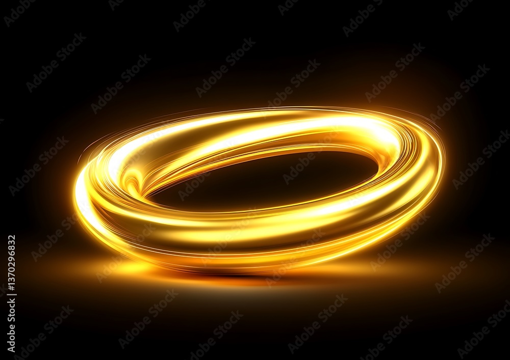 Glowing Golden Ring on Black Background Glowing Golden Ring on Black Background
