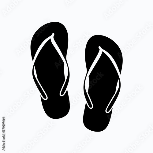 Sandy Beach Flip Flops Silhouette on Summer Vacation Holiday Getaway Tropical Island Relaxation