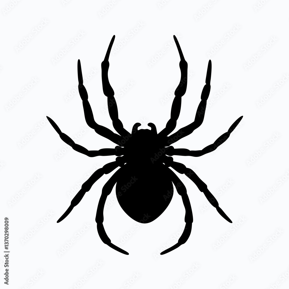 Creepy Spider Silhouette Against Full Moon Night Sky - Halloween Spooky Design Element Creepy Spider Silhouette Against Full Moon Night Sky - Halloween Spooky Design Element
