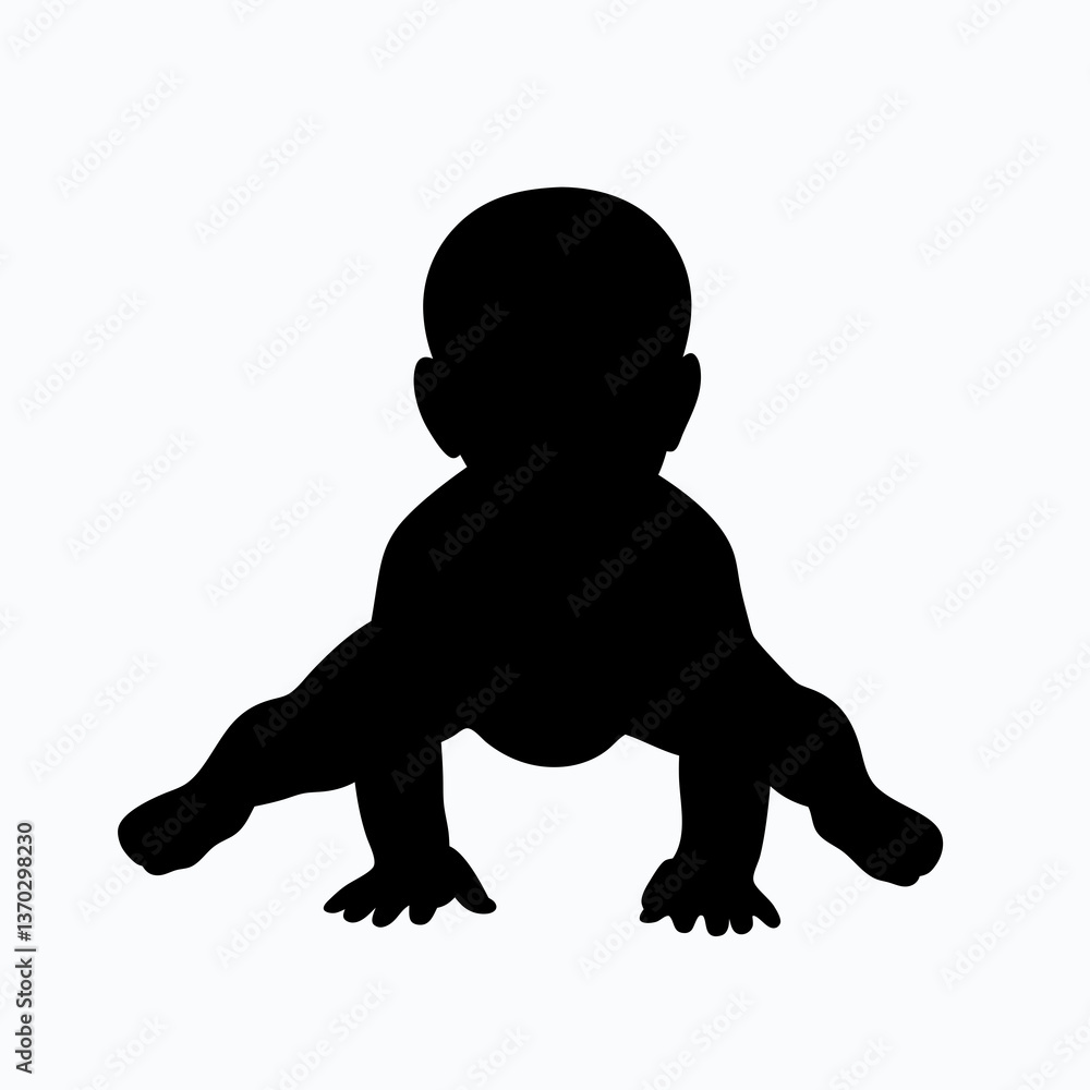 Obraz premium Adorable Baby Crawling Silhouette in Playful Motion - Early Childhood Development Concept