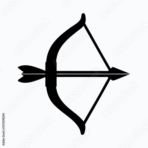Mystical Long Bow and Arrow Silhouette in Moonlight