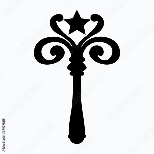 Enchanting Magic Wand Silhouette Casting Spell in Mystical Moonlight Illustration