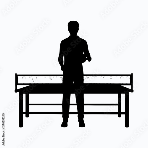 Dynamic Ping Pong Table Tennis Player Silhouette in Action Sports Concept