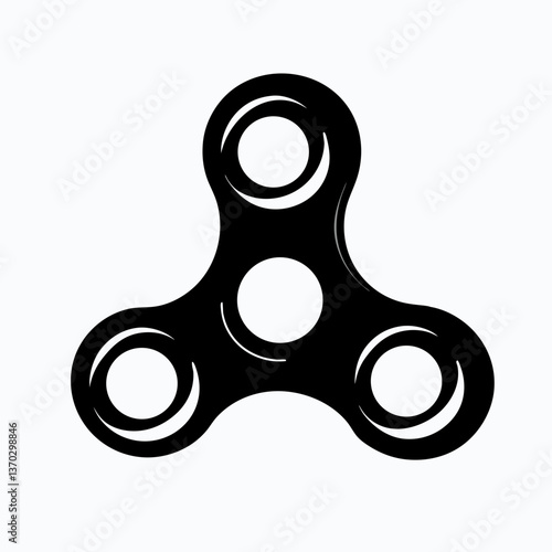 Spinning Fun: Intricate Fidget Spinner Silhouette in Motion - Modern Trendy Toy Design Concept