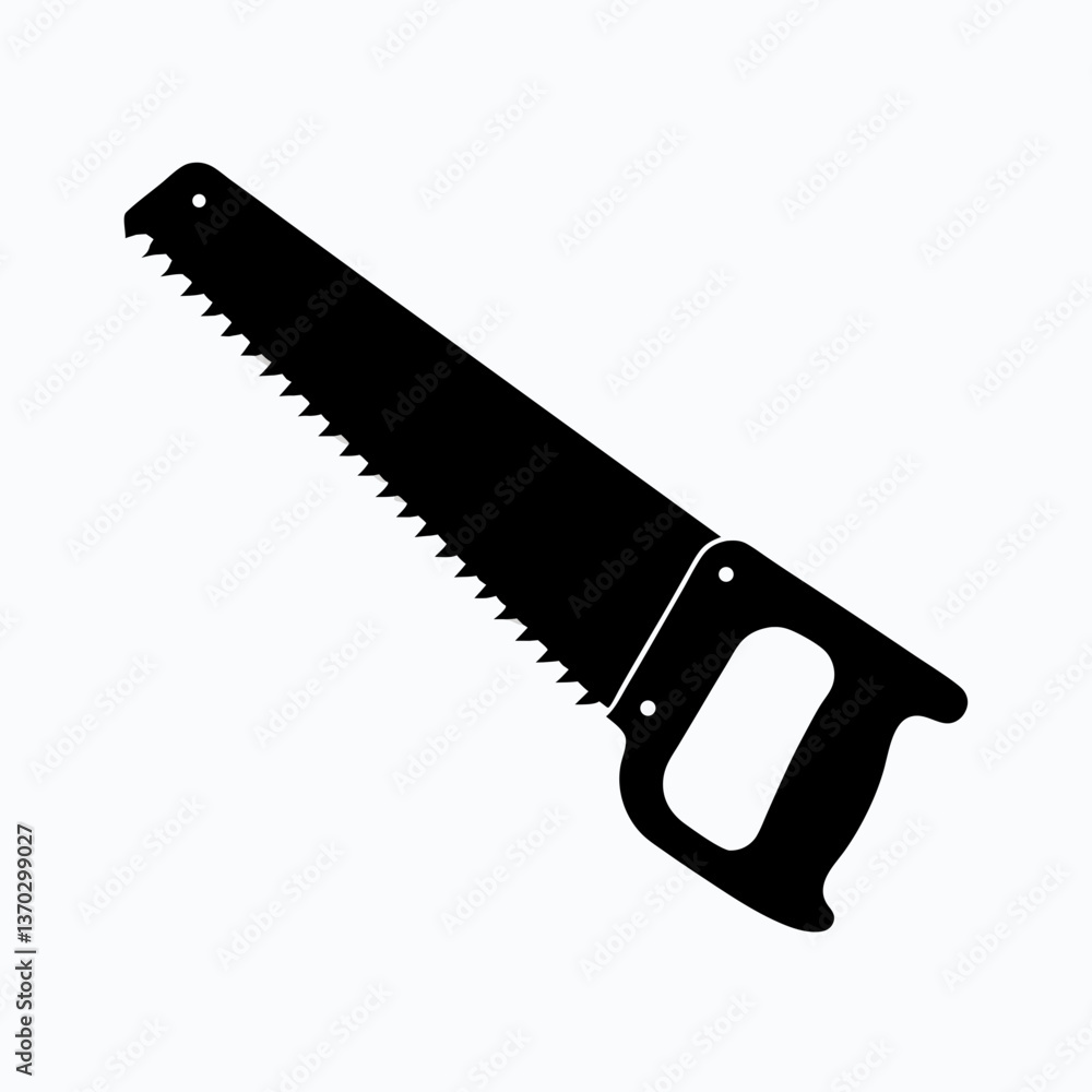 Sharp Cutting Tool Silhouette of Hand Saw for Carpentry Projects and Construction Work Sharp Cutting Tool Silhouette of Hand Saw for Carpentry Projects and Construction Work