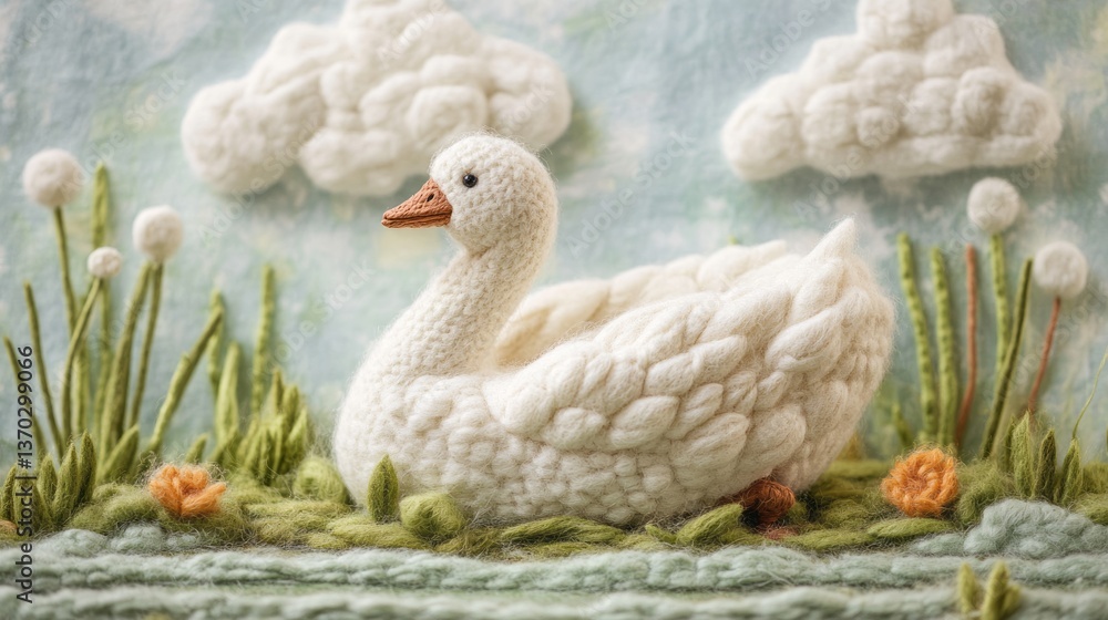 Obraz premium Art Handcrafted Felt View Clouds Aesthetic. Creating