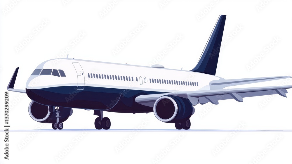 Obraz premium Sleek Modern Passenger Airplane on Runway Ready for Takeoff Air Travel