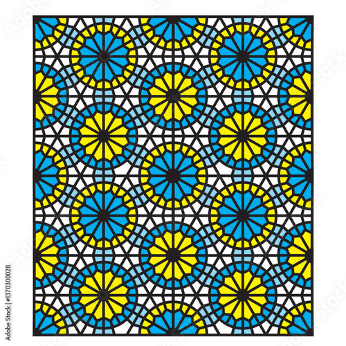 Patterns of stained glass windows of the Sheki Khan Palace in Azerbaijan. Azerbaijan's national pattern. Sheki Khan's Winter Palace. UNESCO.