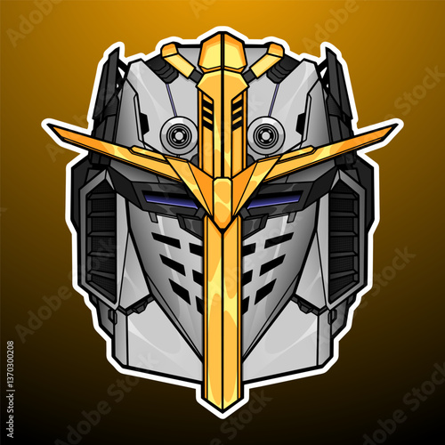 Robot head paladin mech in main color style