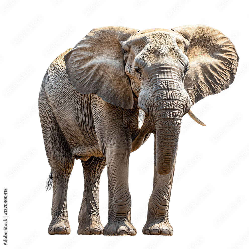 Fototapeta premium Large African elephant standing isolated on a transparent background 