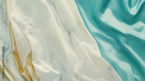 Wallpaper Mural Elegant Draped Fabric Textures Teal Gold Marble Background Torontodigital.ca