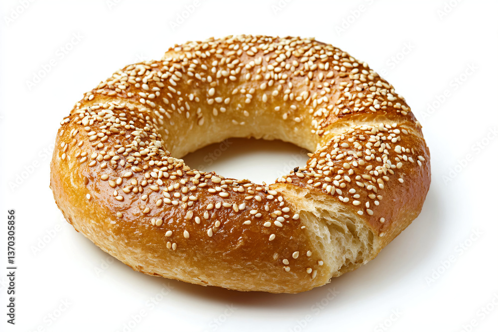 a sesame bagel with sesame seeds on a white surface a sesame bagel with sesame seeds on a white surface