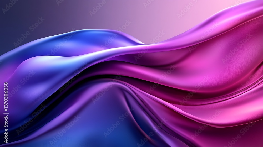 Fototapeta premium Abstract Purple and Blue Silk Waves: A Digital Art Creation