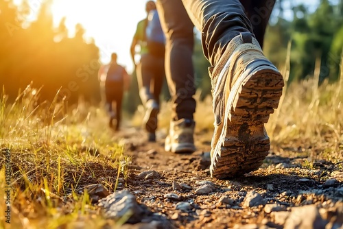 Hikers on Trail at Sunset