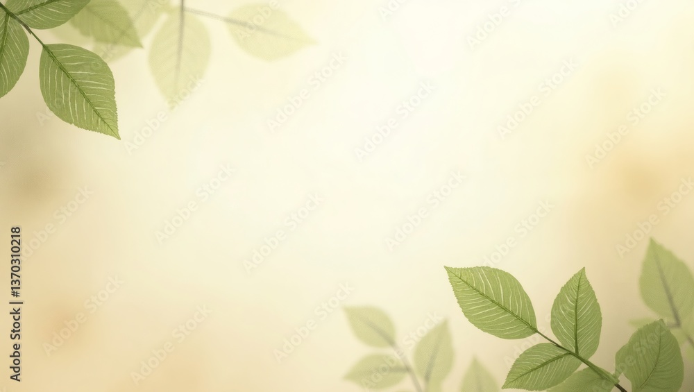 Obraz premium Delicate green leaves gracefully framing a soft, blurred background. They are bathed in gentle light, with the focus on the subtle details of nature