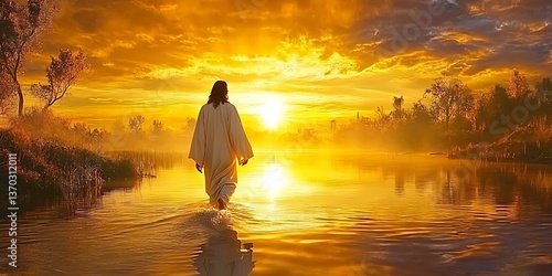Jesus Walks on Water Sunrise