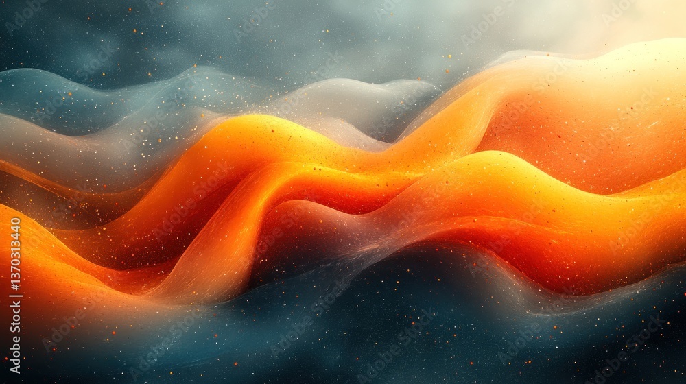 Fototapeta premium Abstract Orange and Teal Waves: A Digital Masterpiece