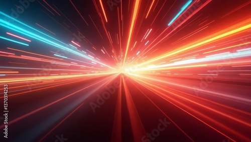 a dynamic visual of speed, motion, and energy. The scene is dominated by streaks of light and the sense of velocity