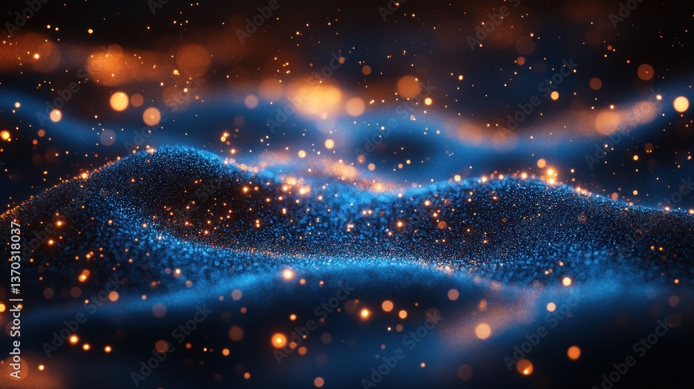 Obraz premium Abstract Blue and Orange Glittering Waves